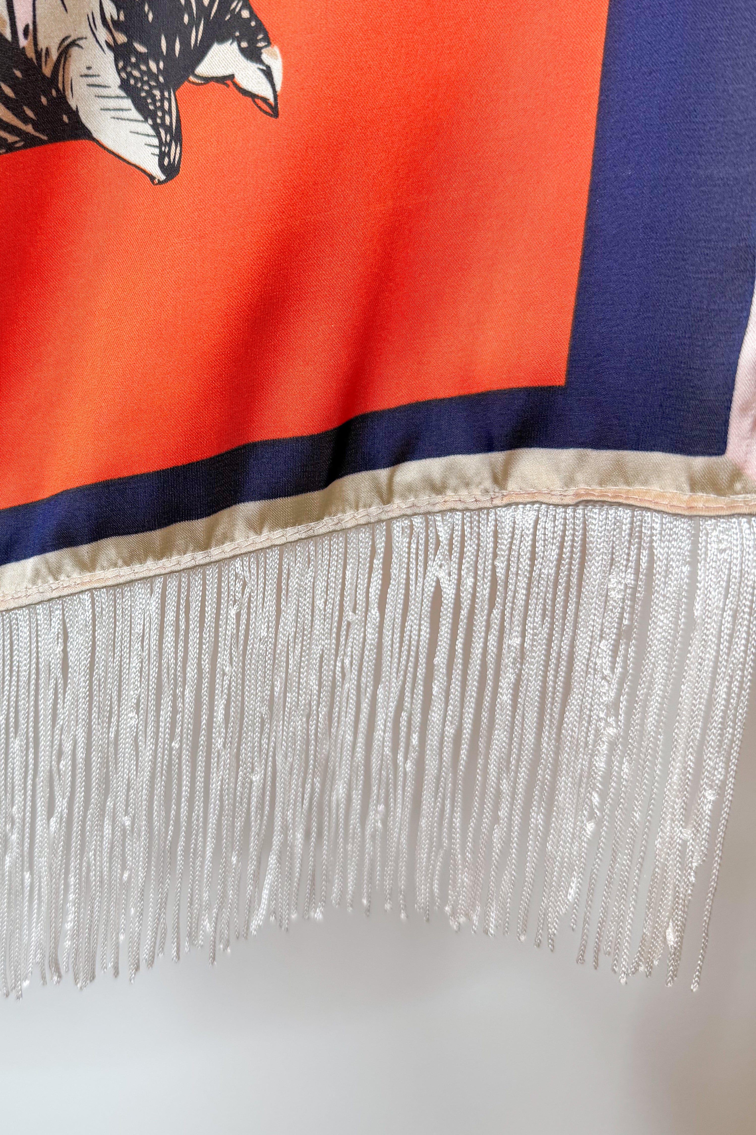 Fringe Detail Horse Figure Square Scarf