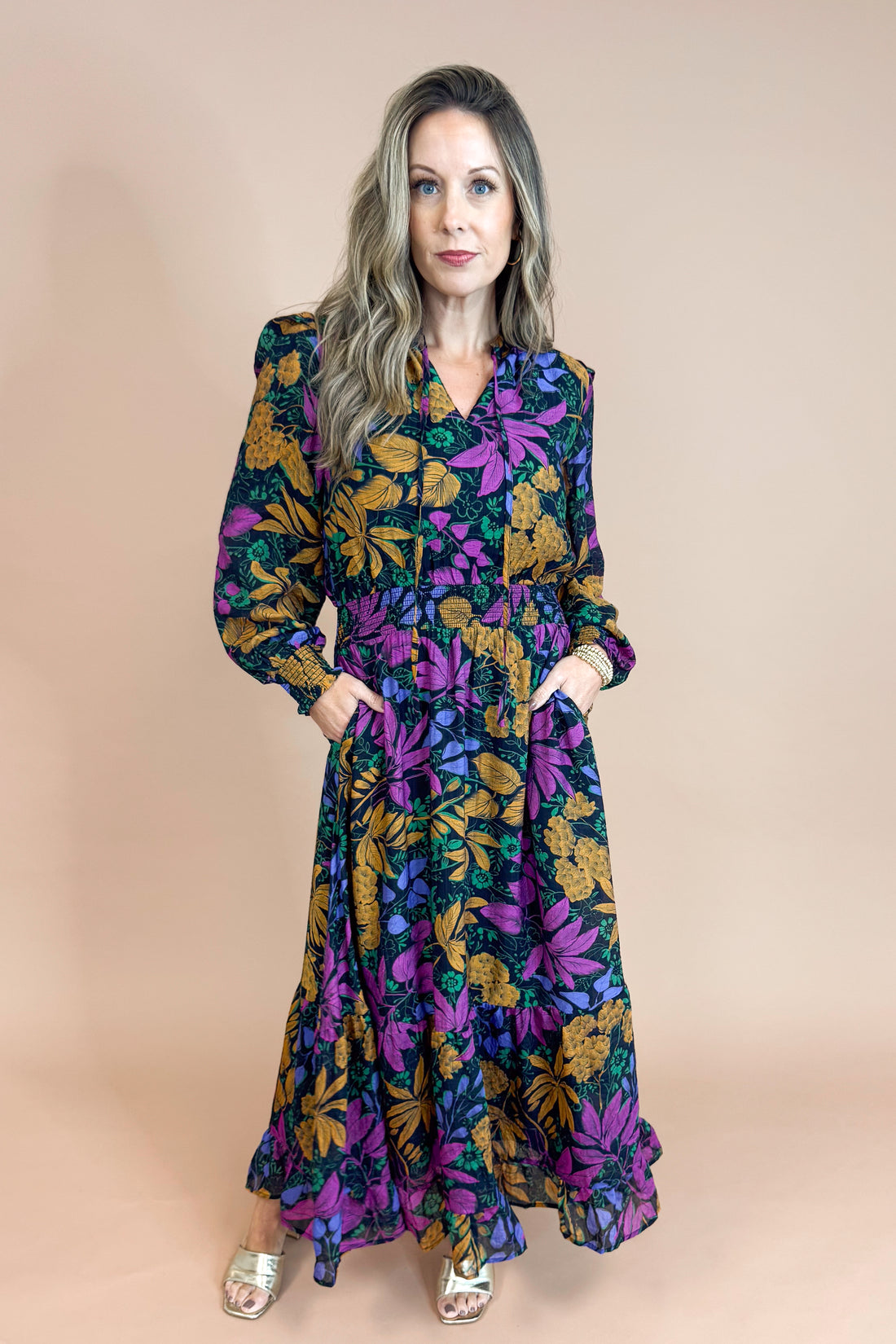 Written In The Stars Black With Multi Floral Print Maxi Dress by Fate
