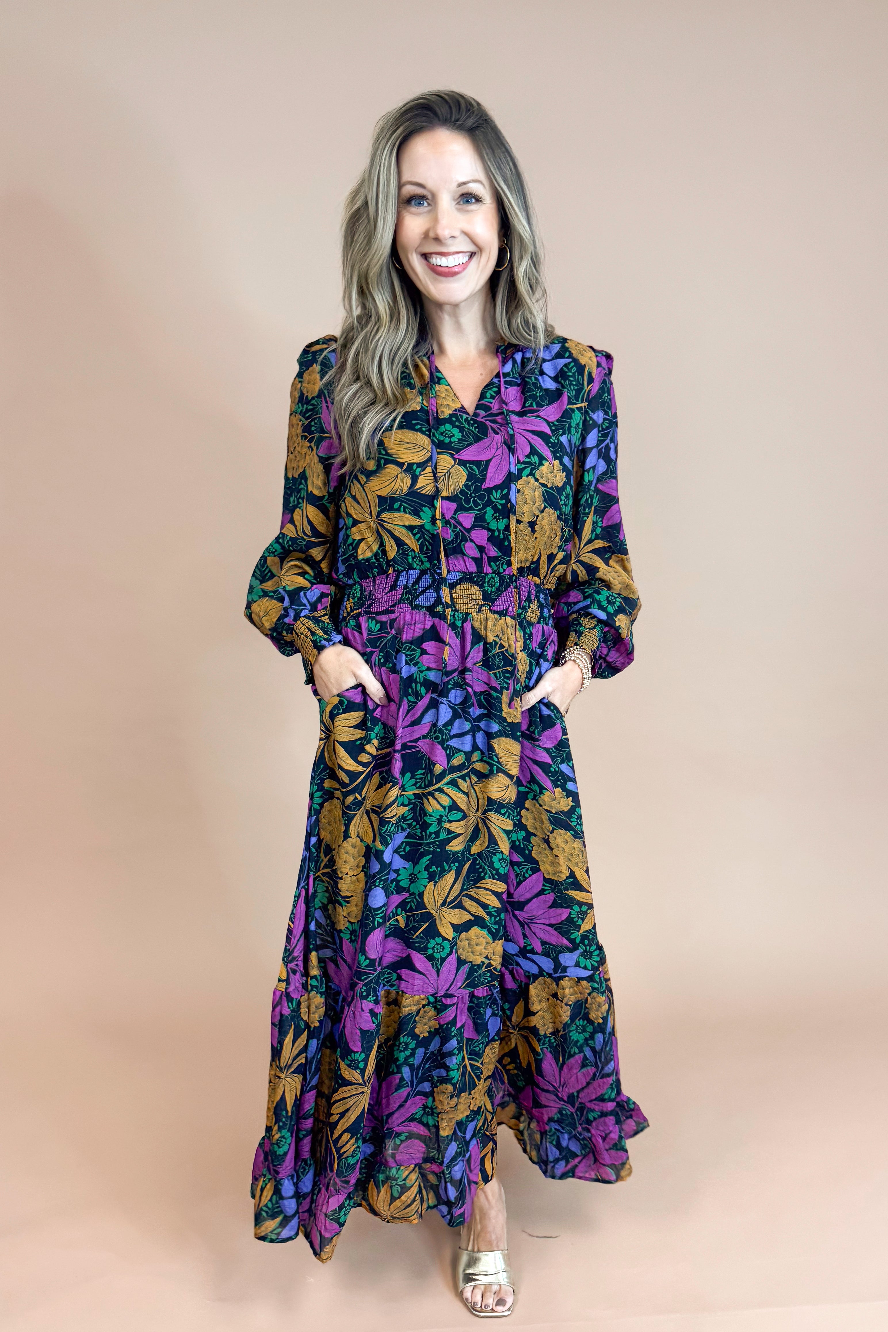 Written In The Stars Black With Multi Floral Print Maxi Dress by Fate