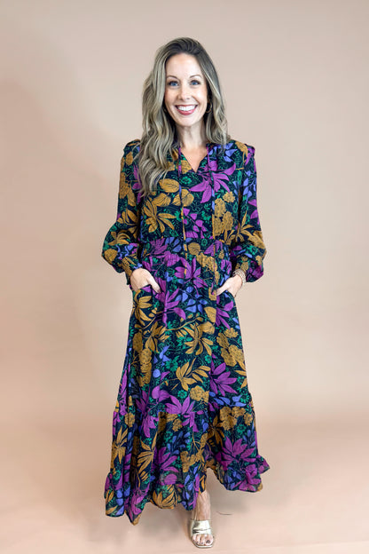 Written In The Stars Black With Multi Floral Print Maxi Dress by Fate