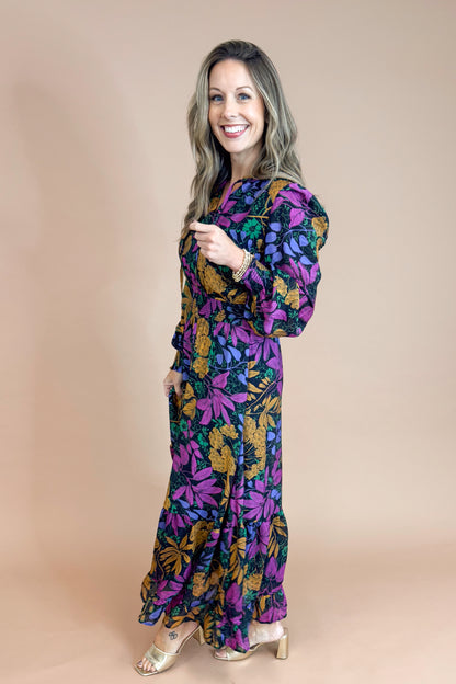 Written In The Stars Black With Multi Floral Print Maxi Dress by Fate