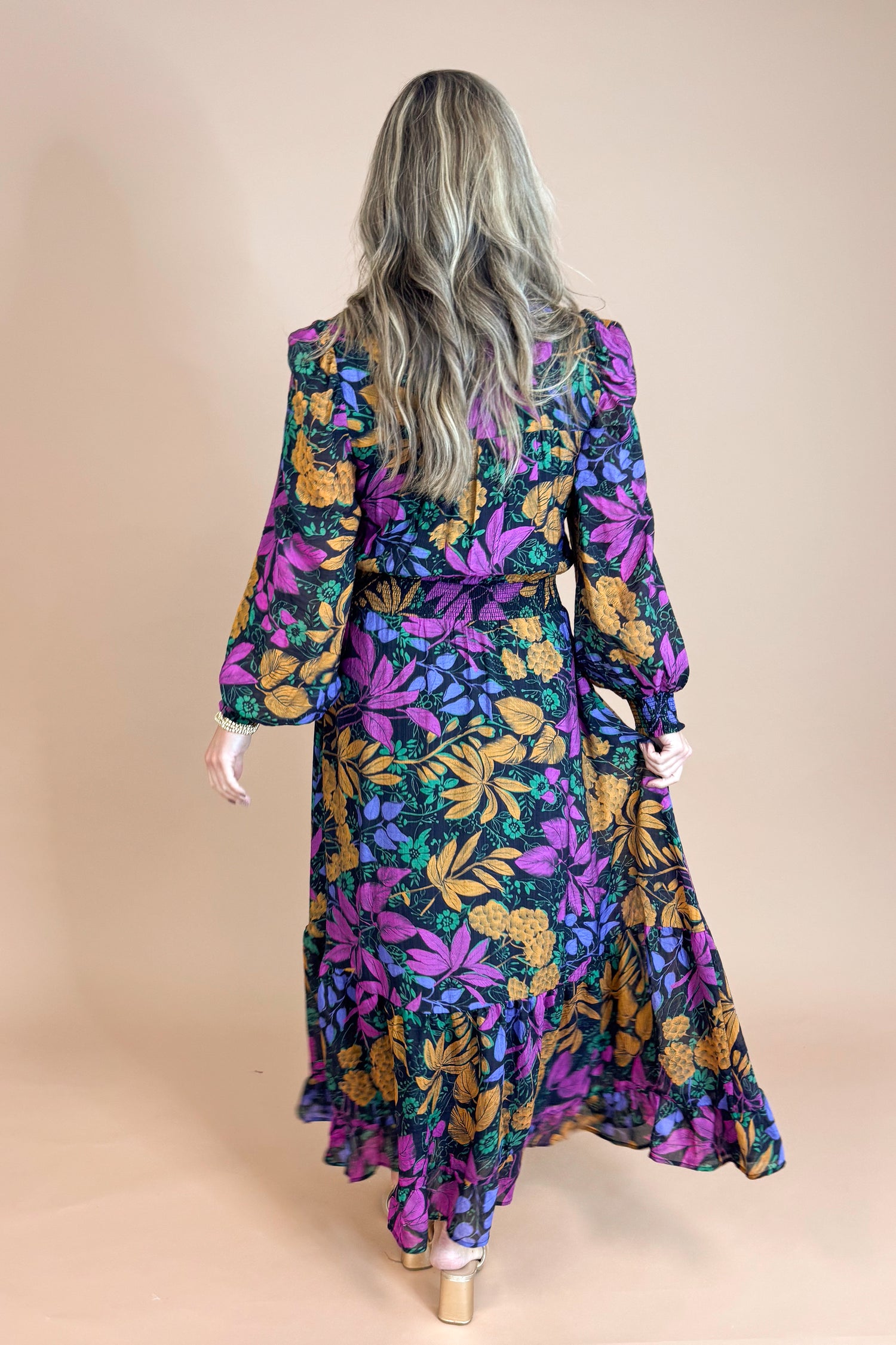 Written In The Stars Black With Multi Floral Print Maxi Dress by Fate