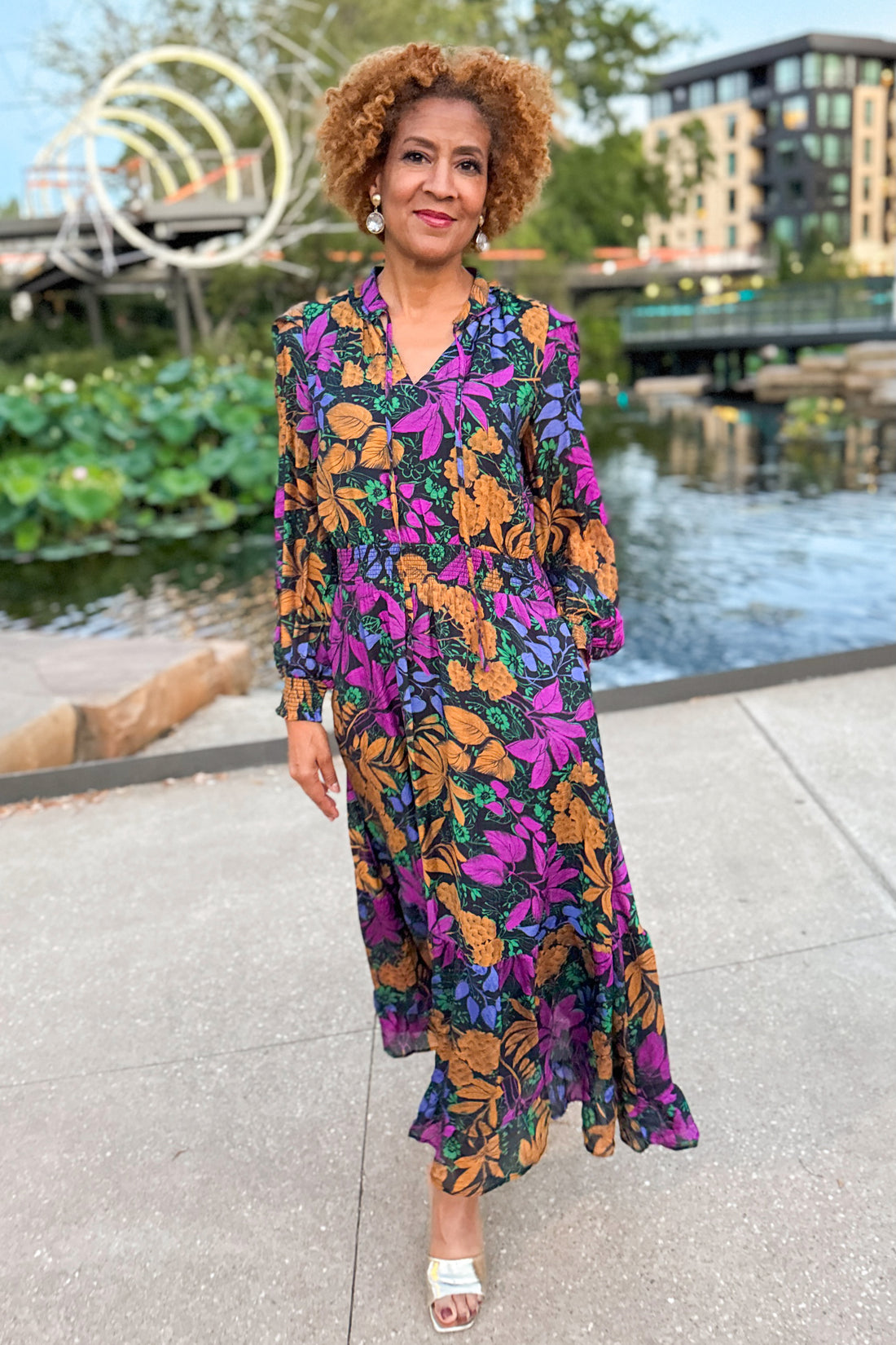 Written In The Stars Black With Multi Floral Print Maxi Dress by Fate