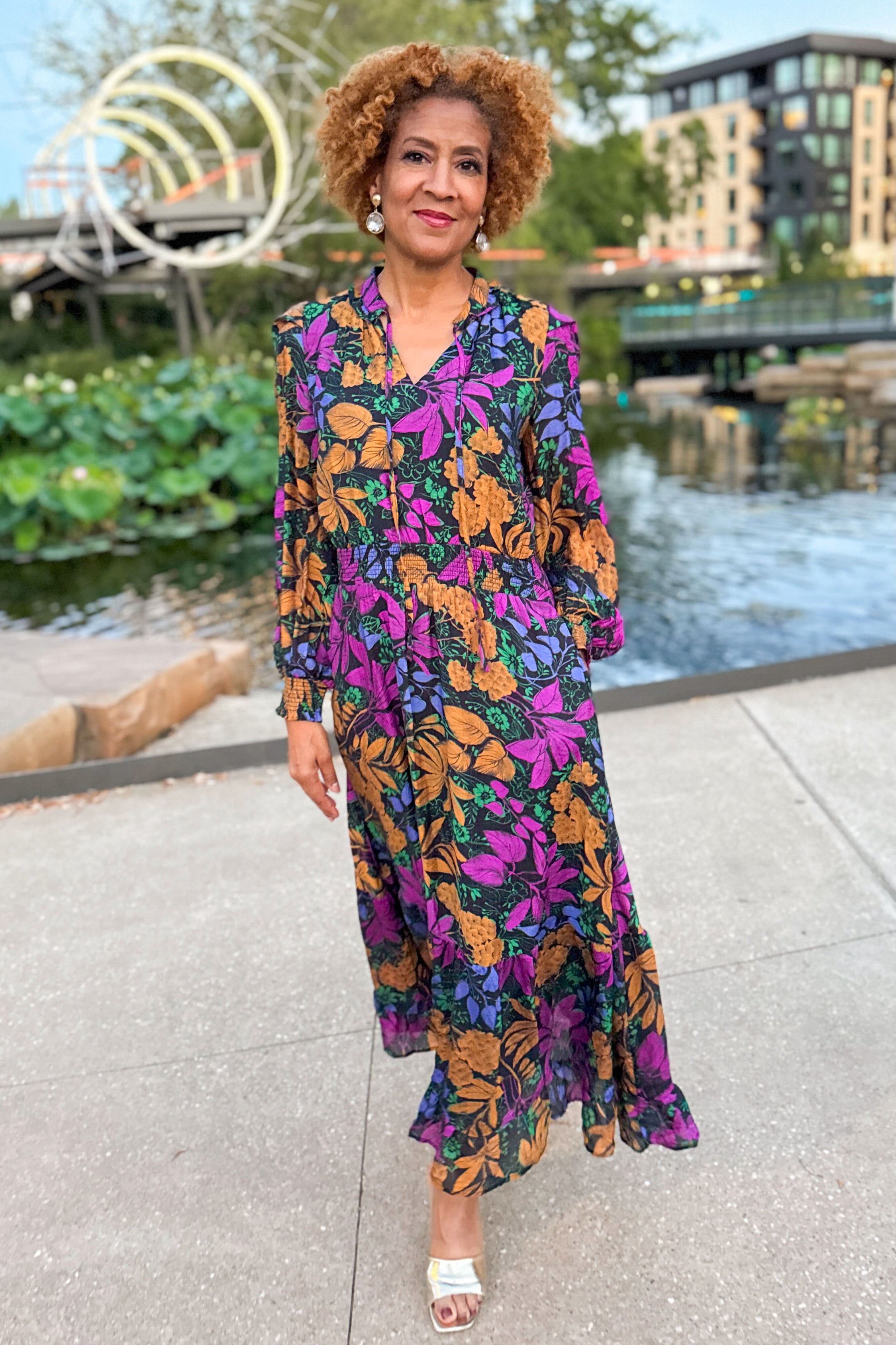 Written In The Stars Black With Multi Floral Print Maxi Dress by Fate
