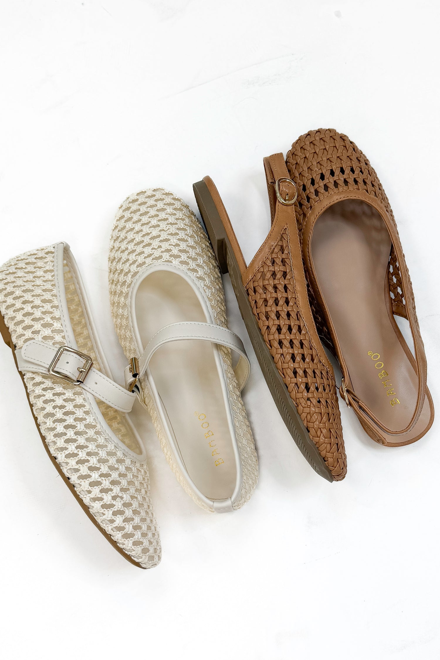 Accept- Cream Woven Flats &amp; Caring Tan Flats