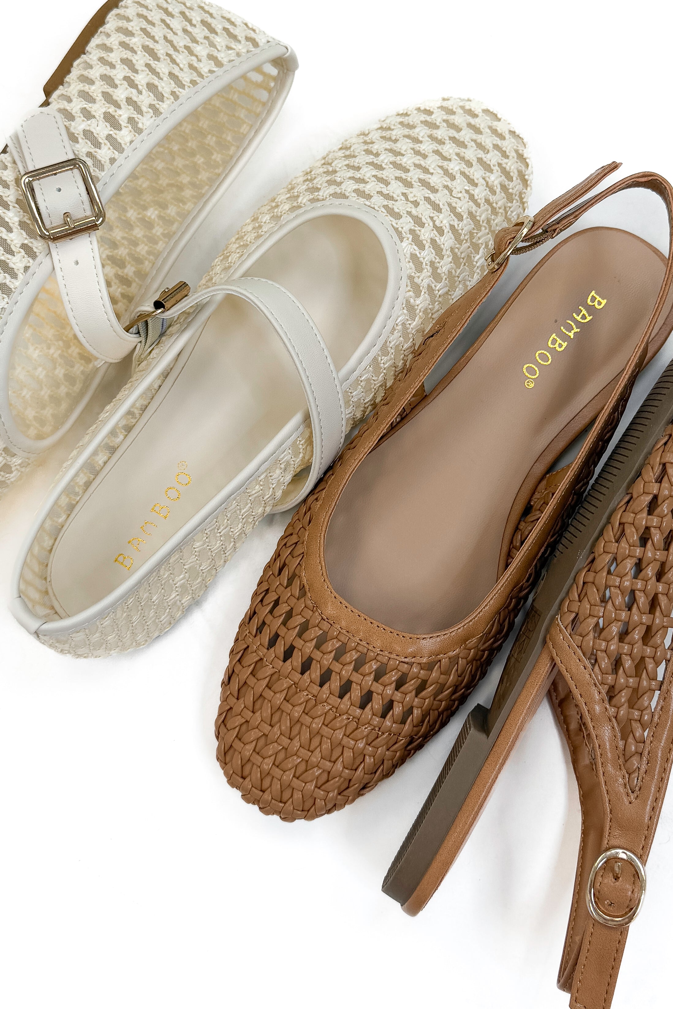 Accept- Cream Woven Flats &amp; Caring Tan Flats