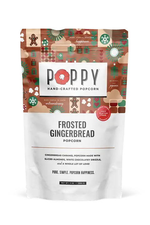 front view of Frosted Gingerbread Poppy Popcorn Market Bag