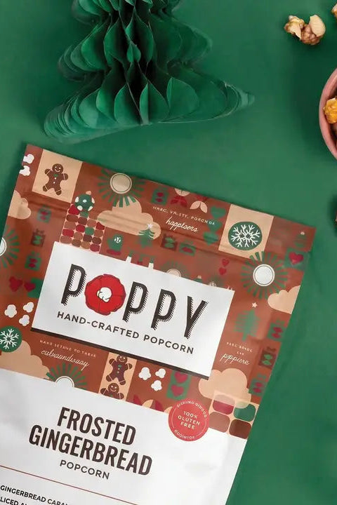 front view of Frosted Gingerbread Poppy Popcorn Market Bag