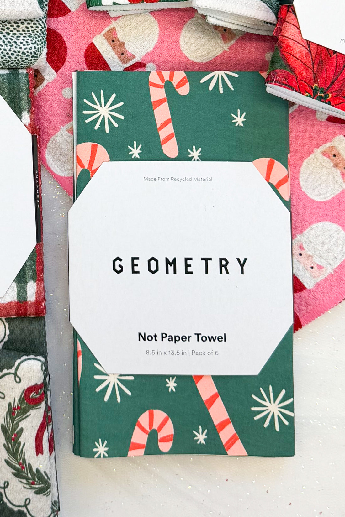 Geometry Sweet Candy Not Paper Towels against holiday background.