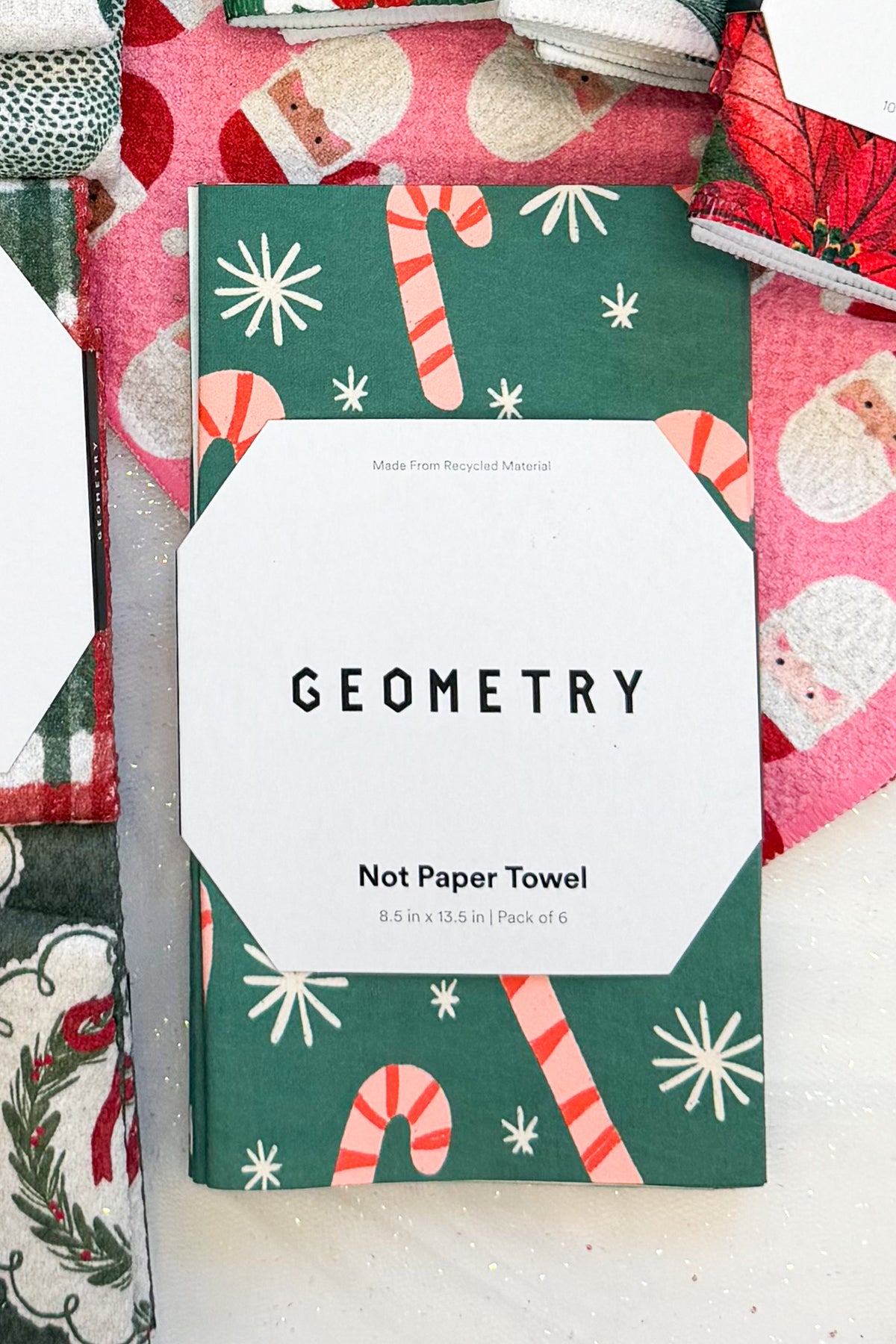 Geometry Sweet Candy Not Paper Towels against holiday background.