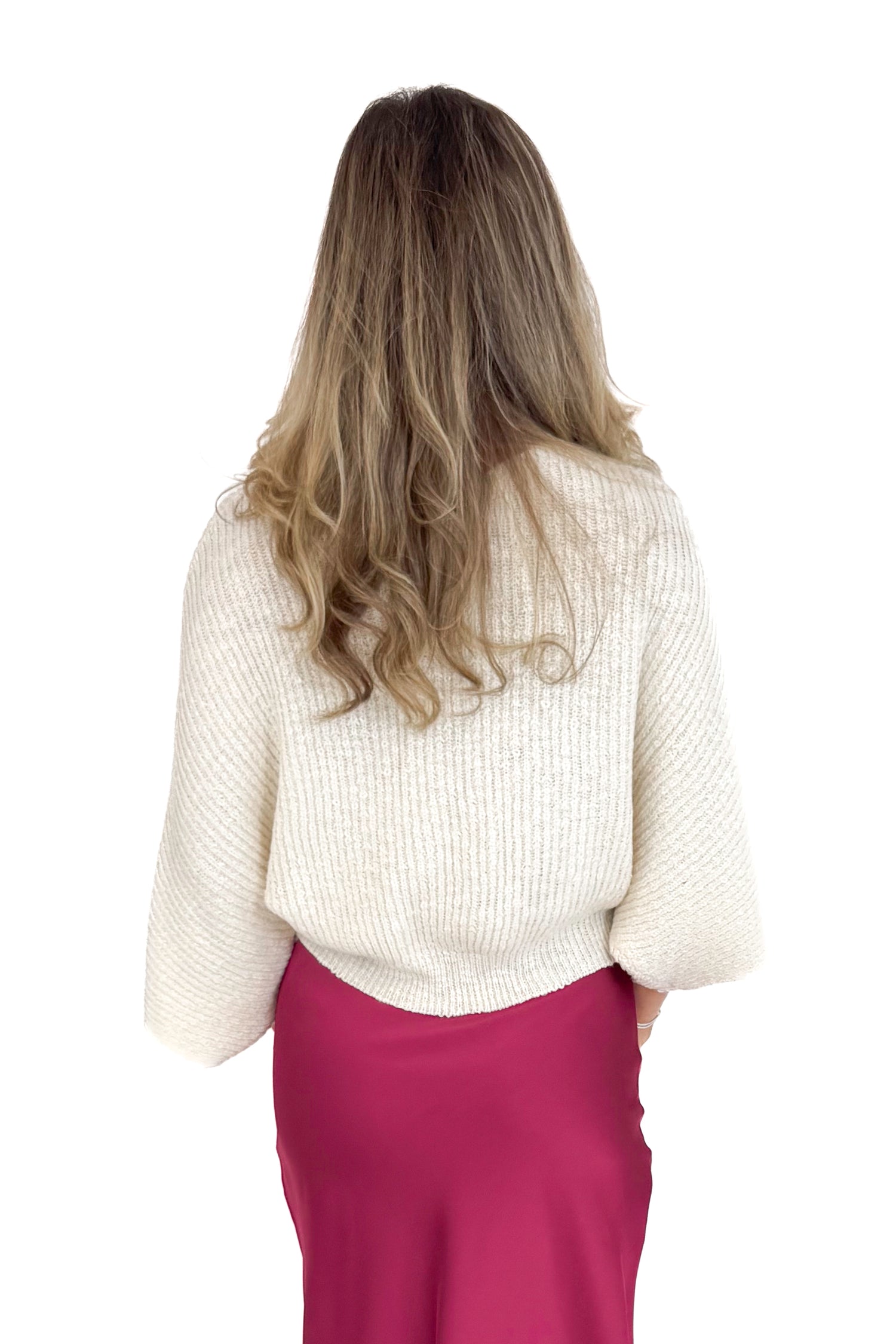 Text The Group Chat Cream 3/4 Sleeve Slouchy Sweater