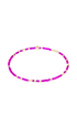 A delicate beaded bracelet featuring bright magenta pink beads separated by small gold spacer beads, with a polished gold clasp, shown on a plain white background.