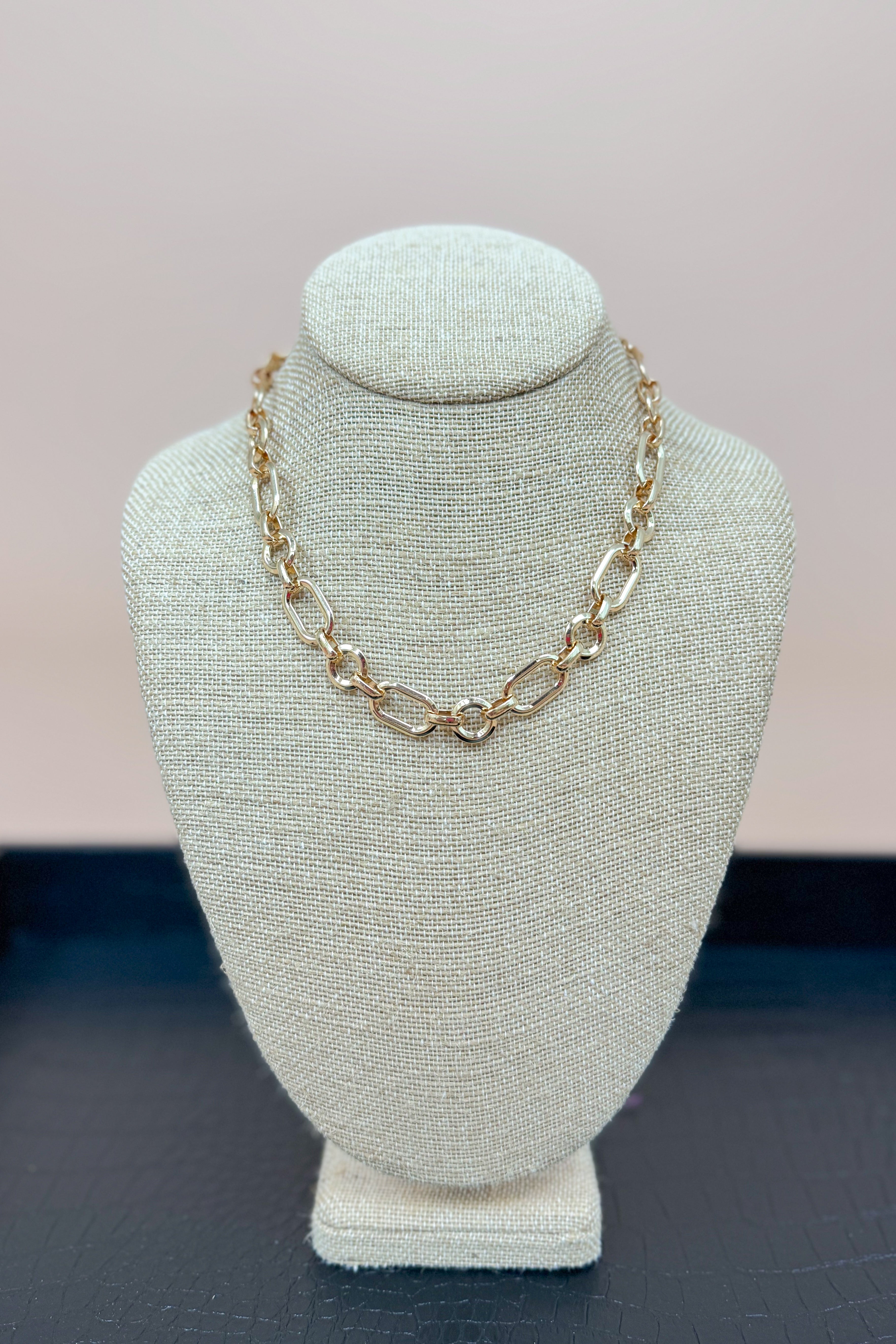 Sarah Oval Circle Linked Necklace