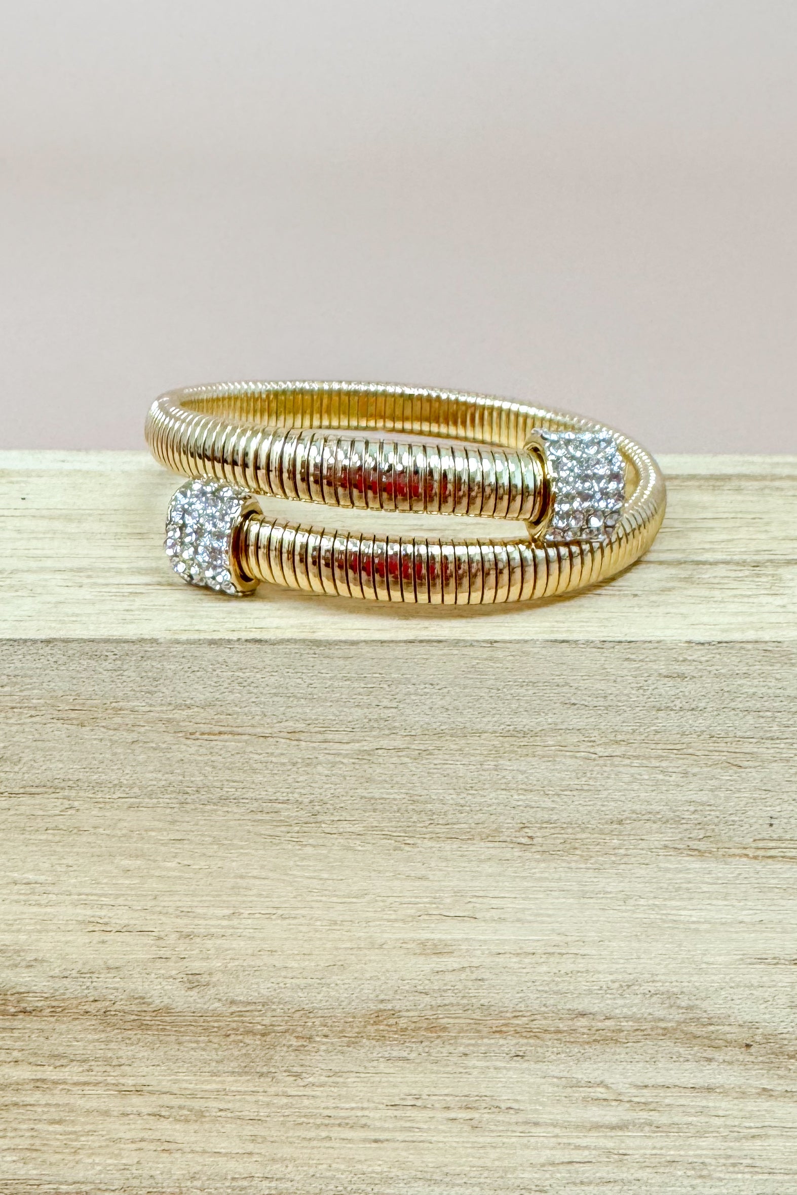 Omega Crystal End Cuff Bracelet