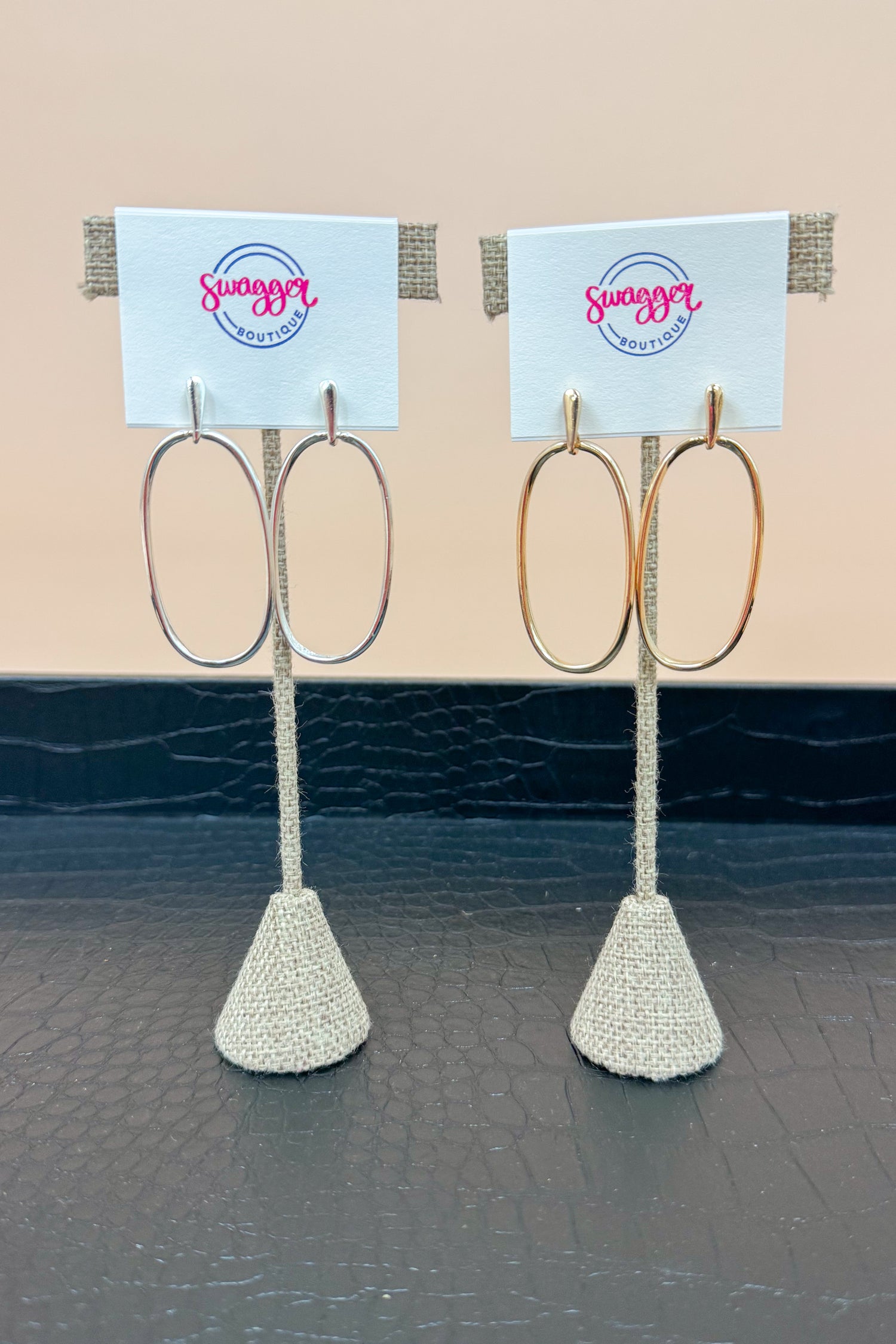 Monica Oval Outline Dangle Earrings