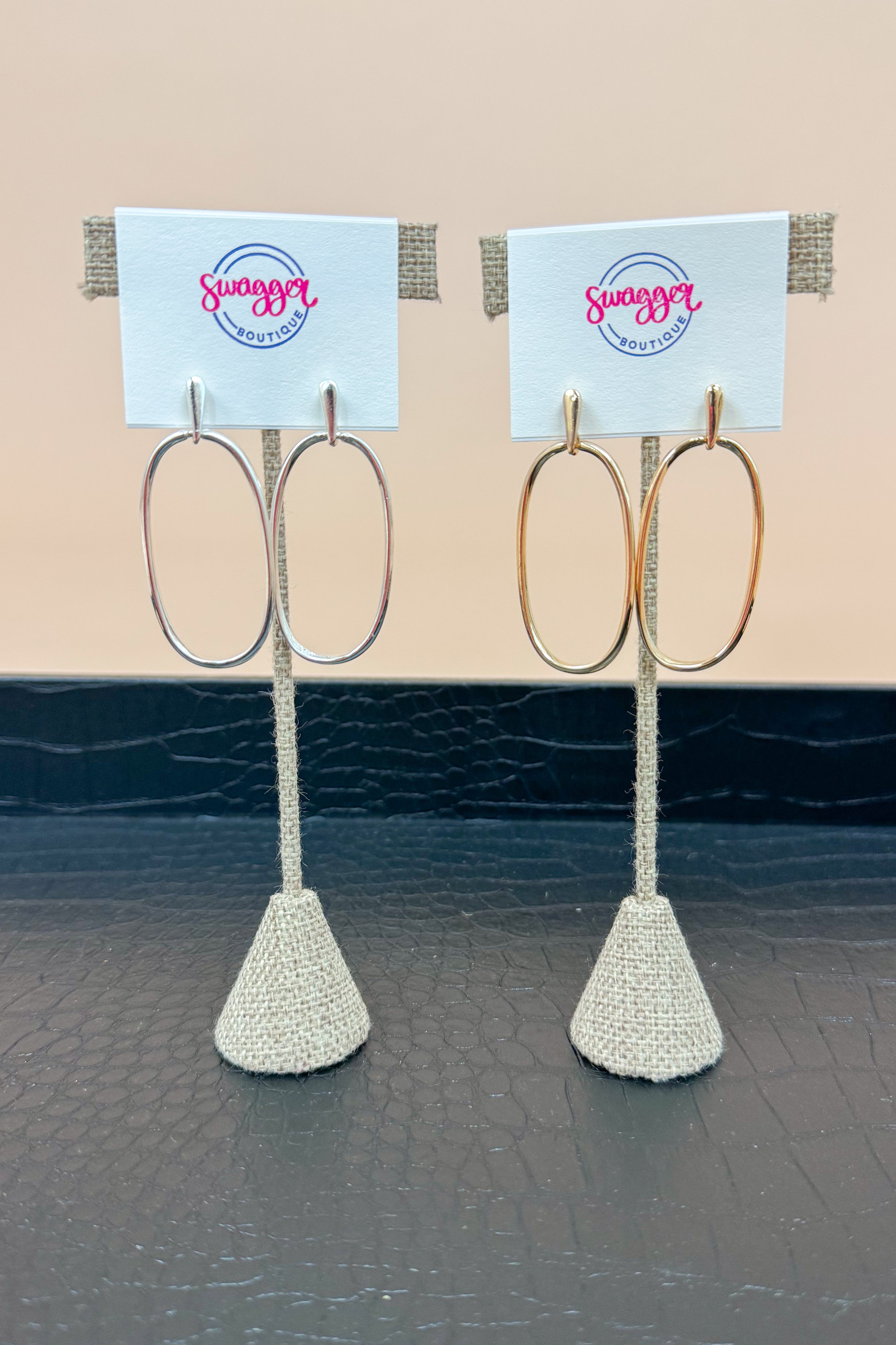 Monica Oval Outline Dangle Earrings