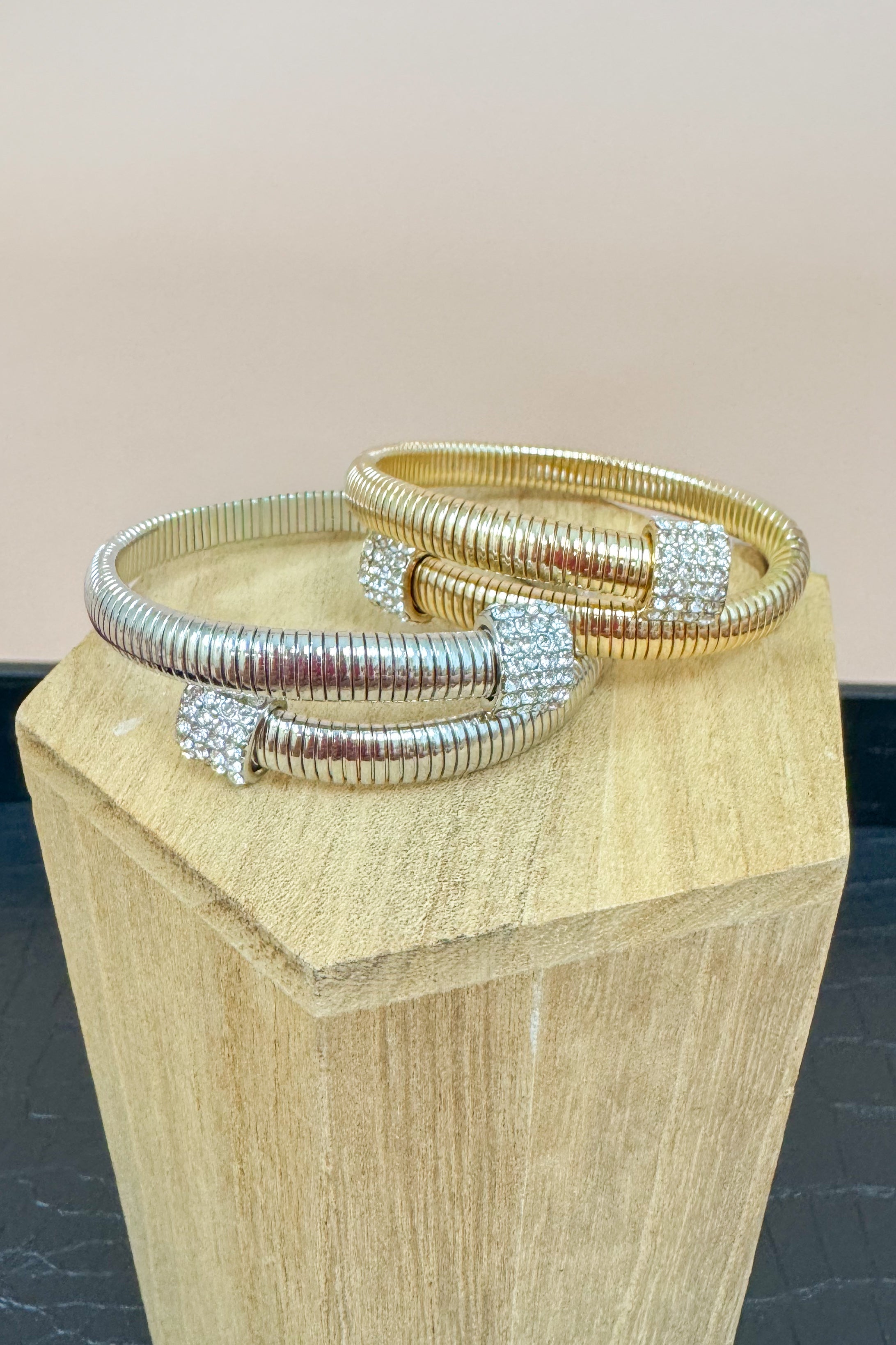 Omega Crystal End Cuff Bracelet