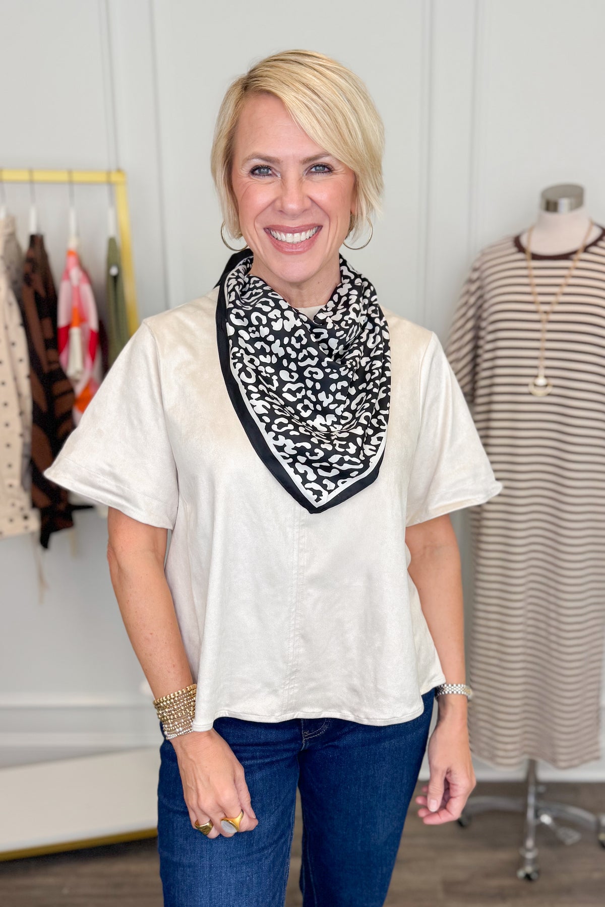 Black Leopard Triangle Scarf