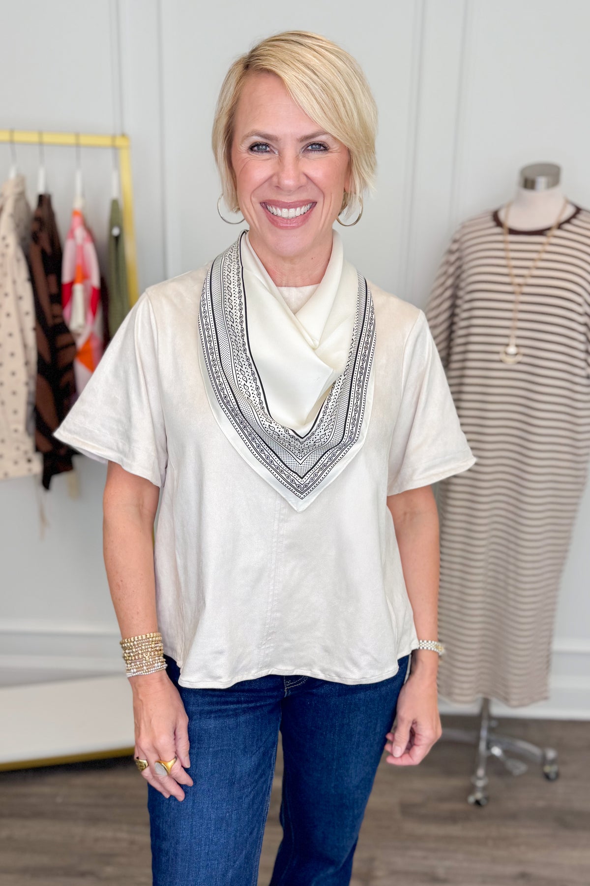 Cream Bandana Triangle Scarf