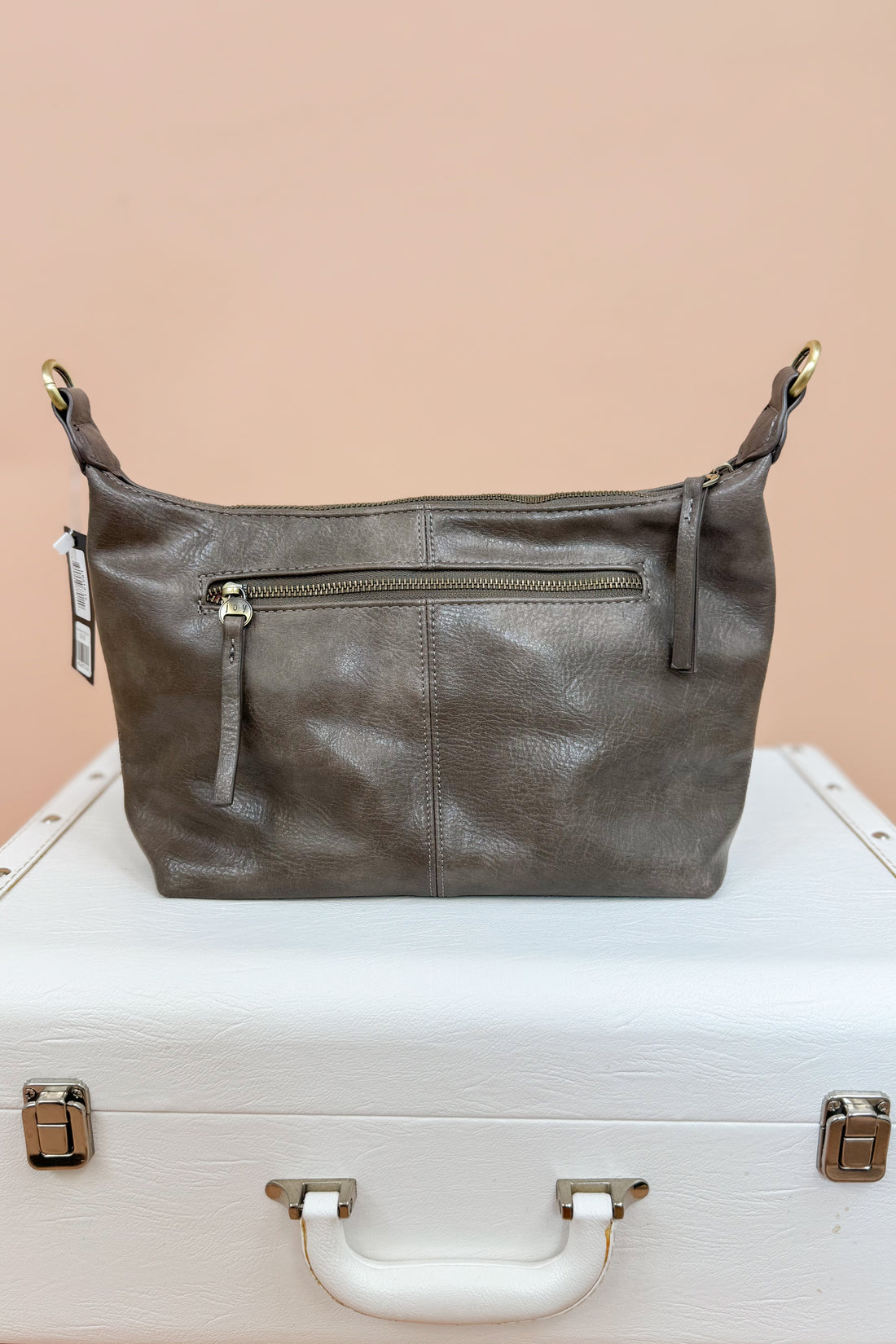 Taupe Danna Top Zip Crossbody