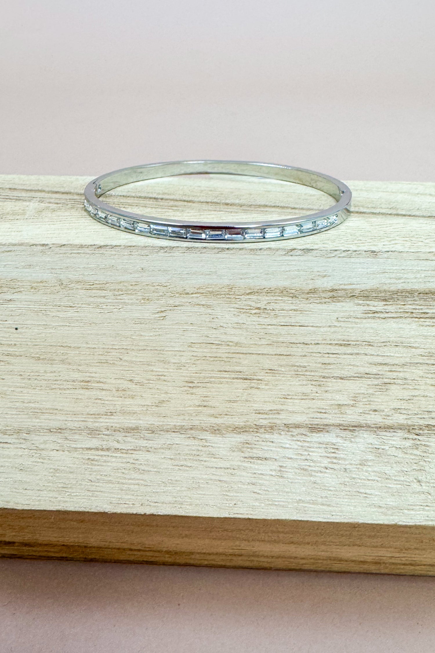 Penelope Thin Pave Baguette Bangle Bracelet