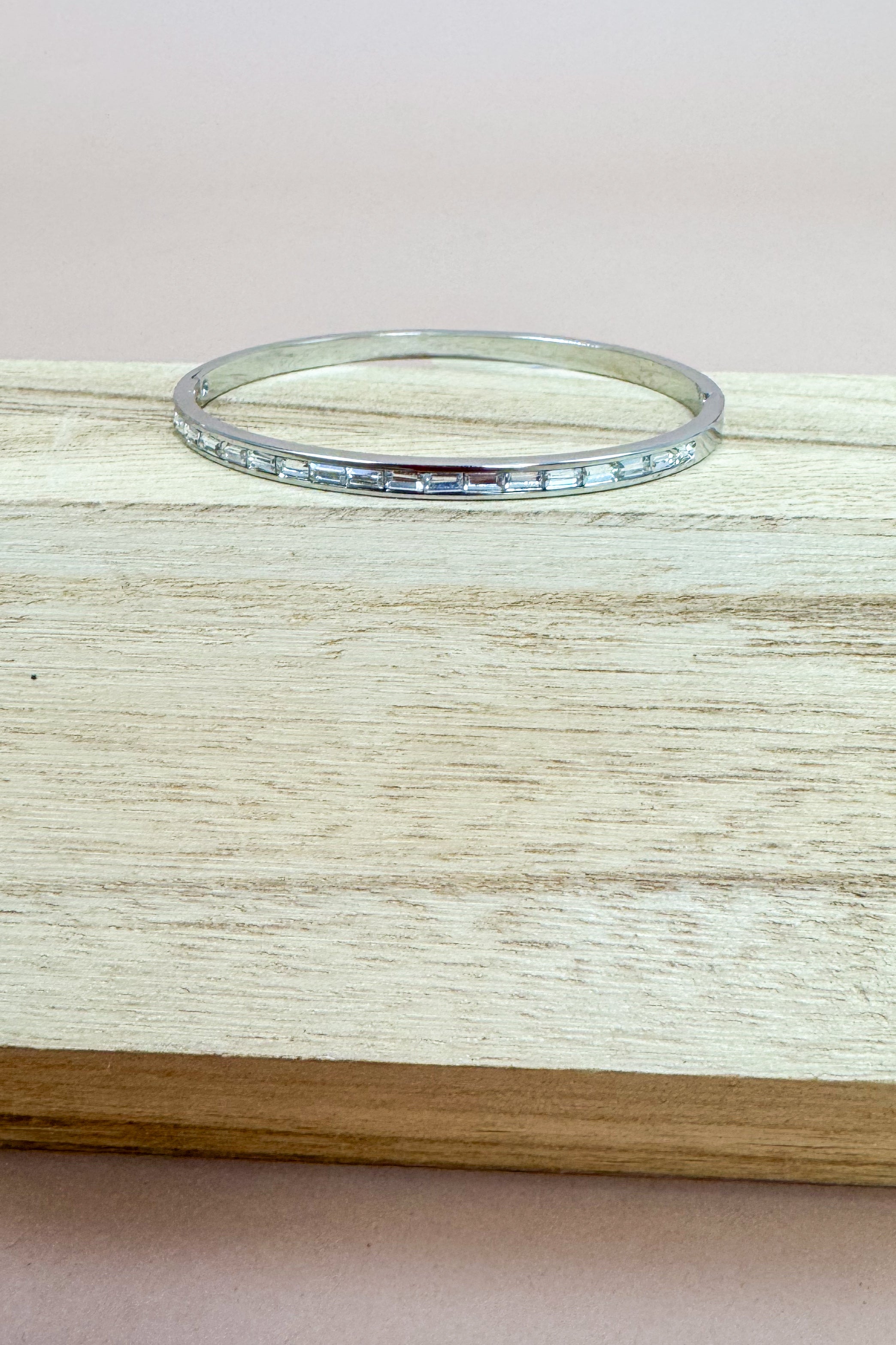 Penelope Thin Pave Baguette Bangle Bracelet