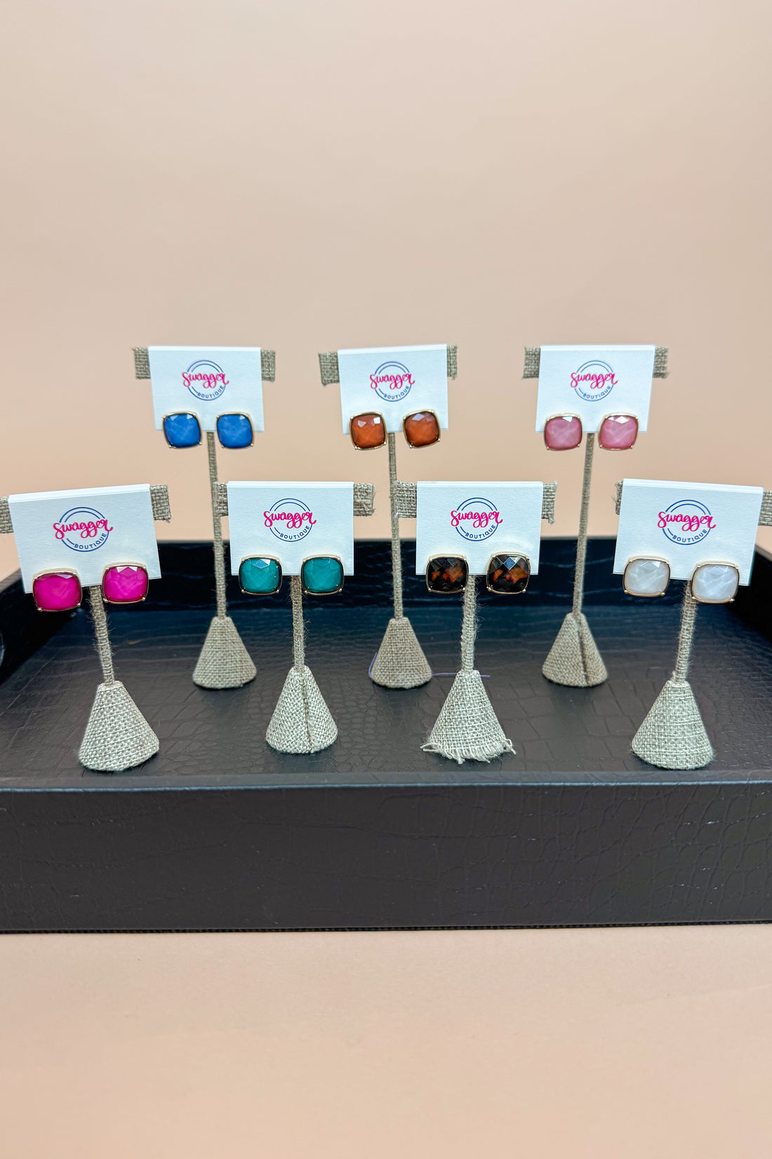 Square Stone Stud Earrings