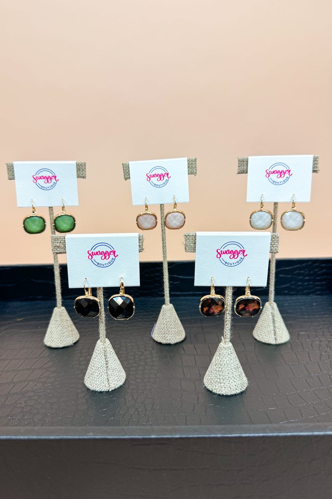 Square Stone Drop Earrings