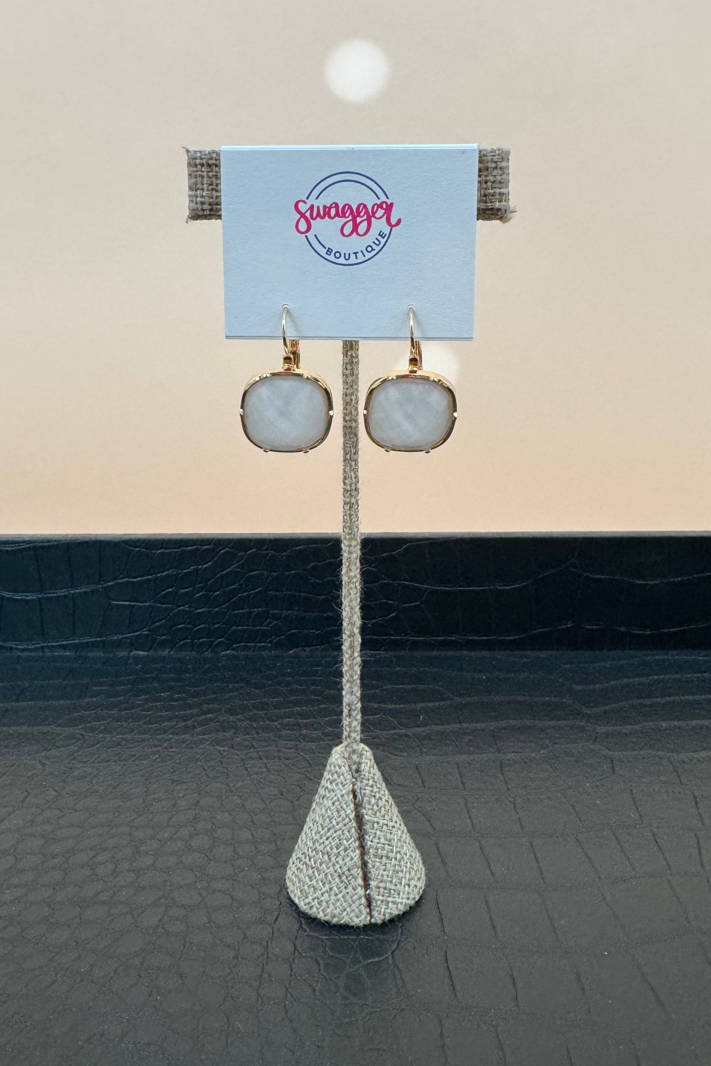 Square Stone Drop Earrings