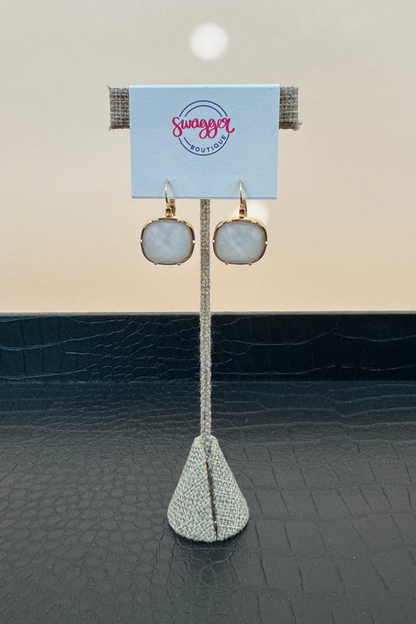 Square Stone Drop Earrings