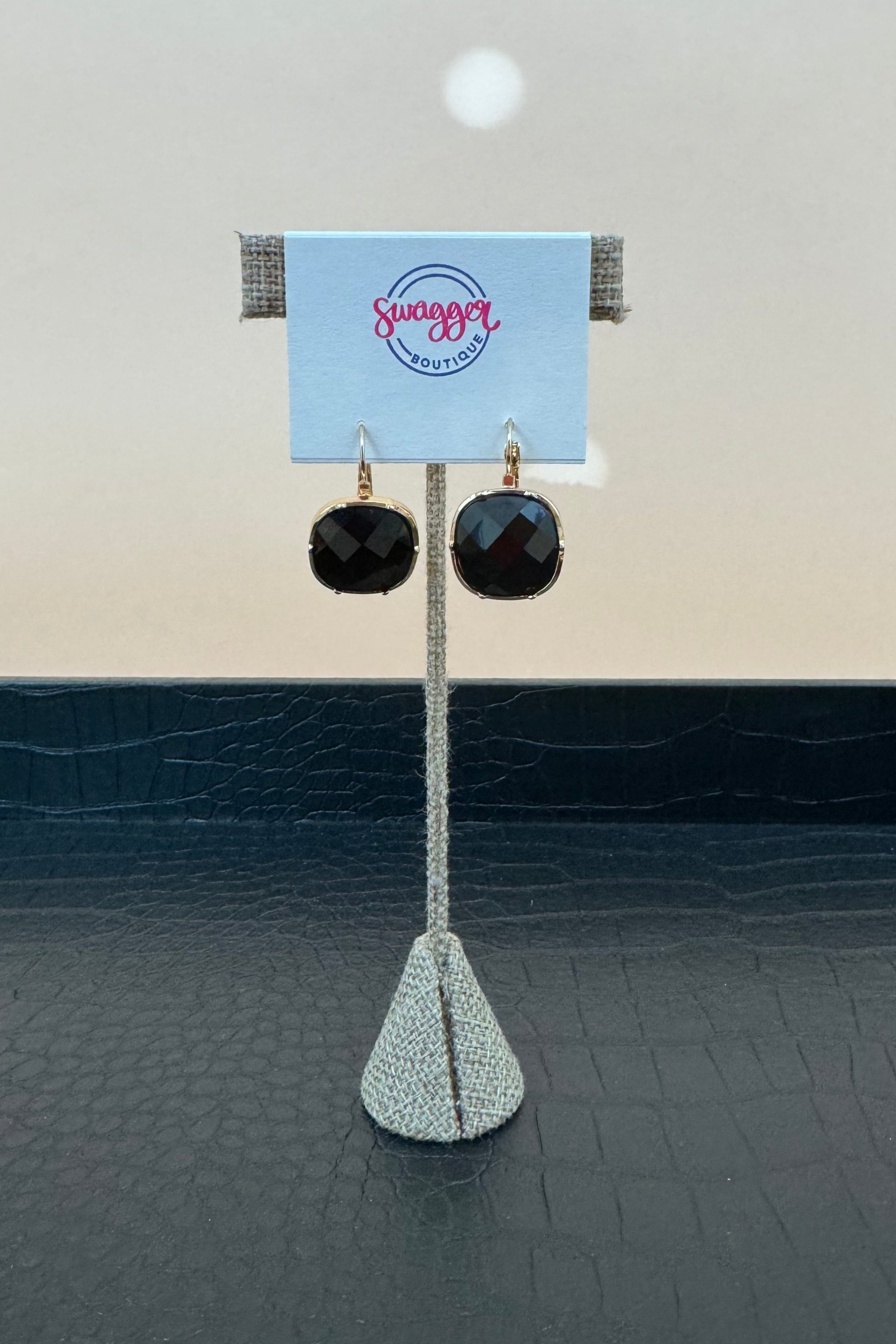 Square Stone Drop Earrings