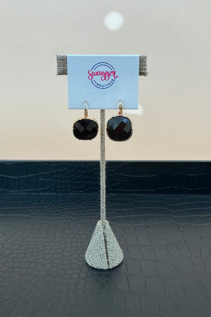 Square Stone Drop Earrings