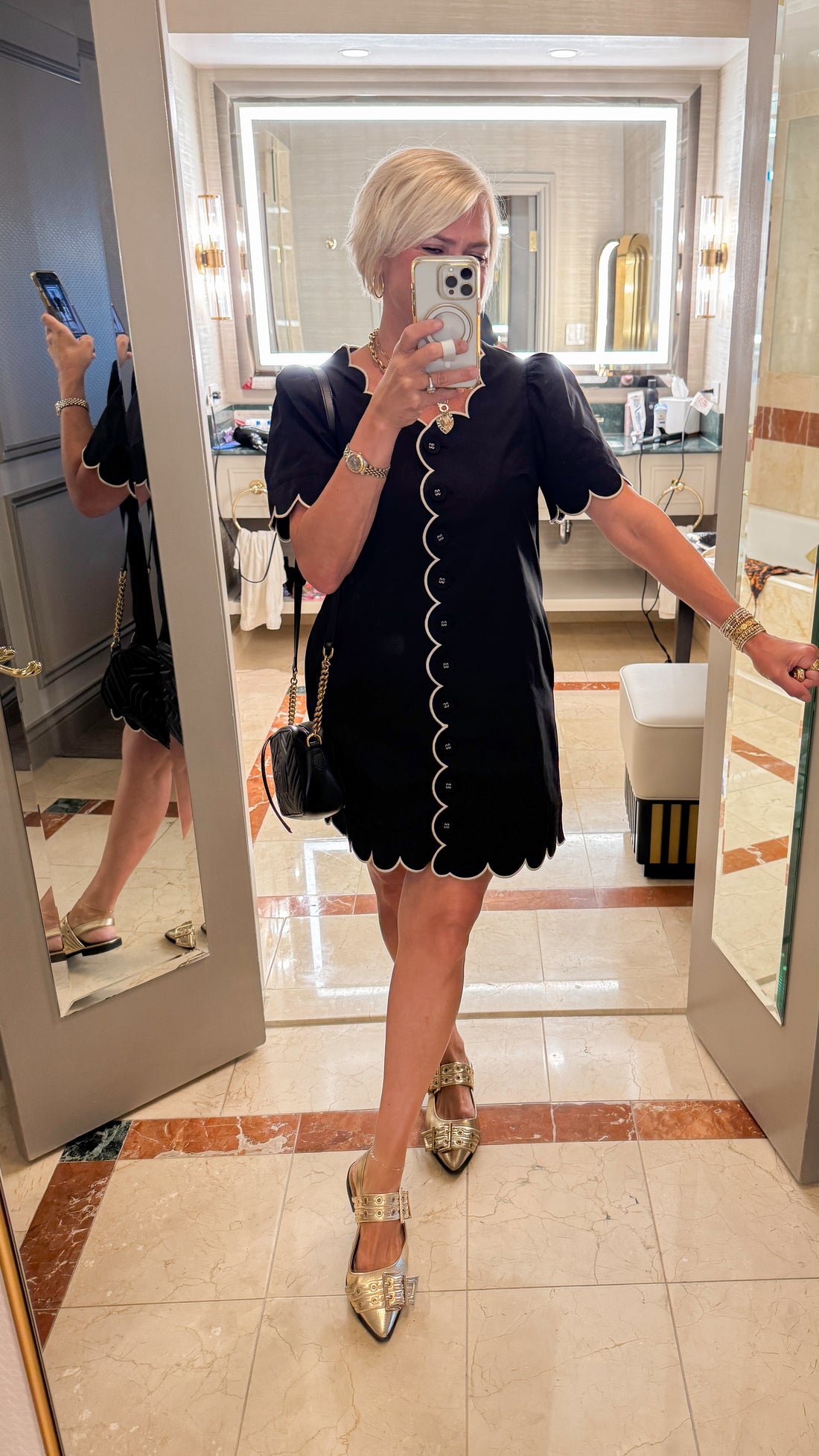 Ride Or Die Black Scallop Detail Button Up Dress