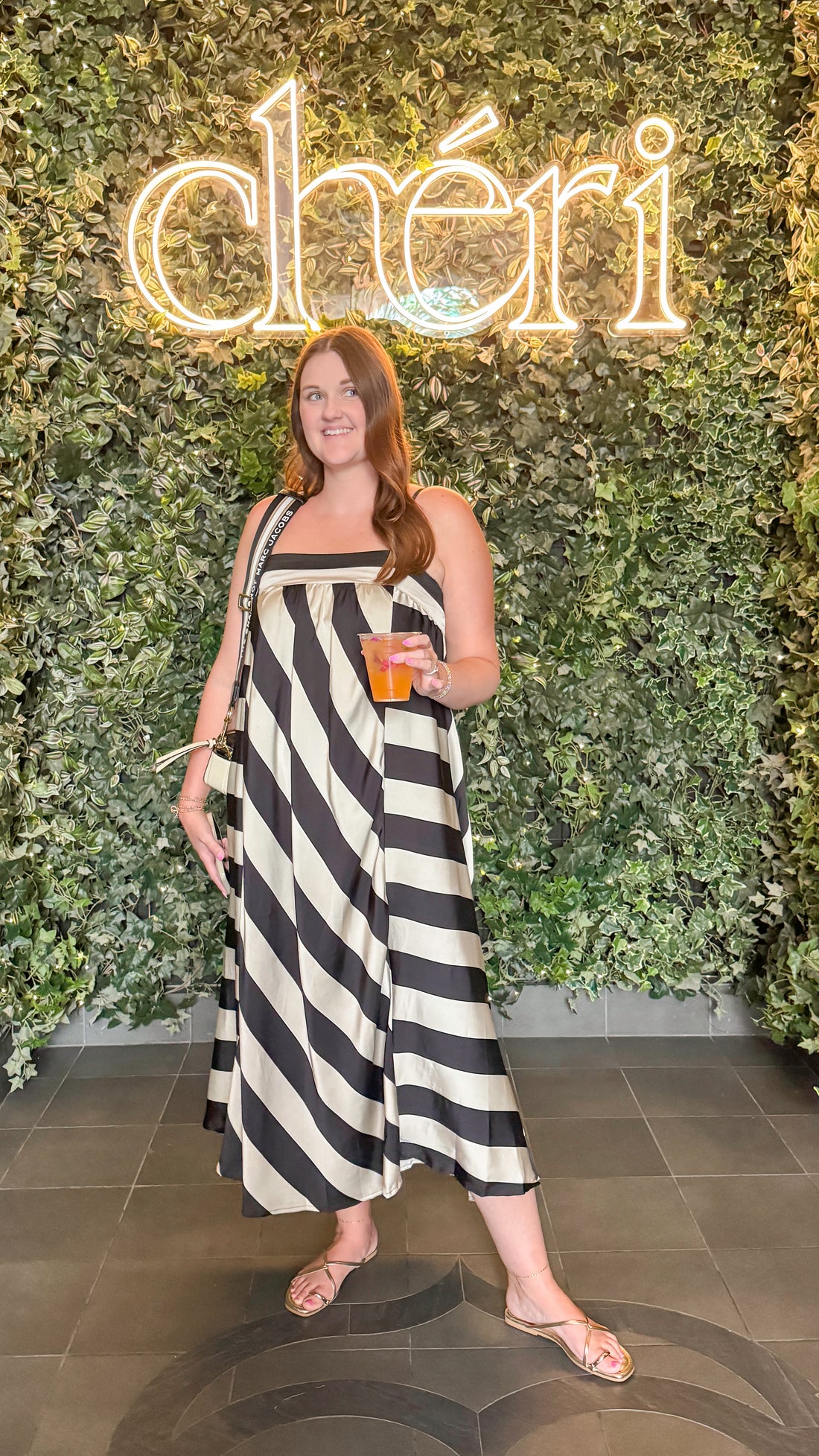 Late Night Talks Cream &amp; Black Bold Striped Midi Dress