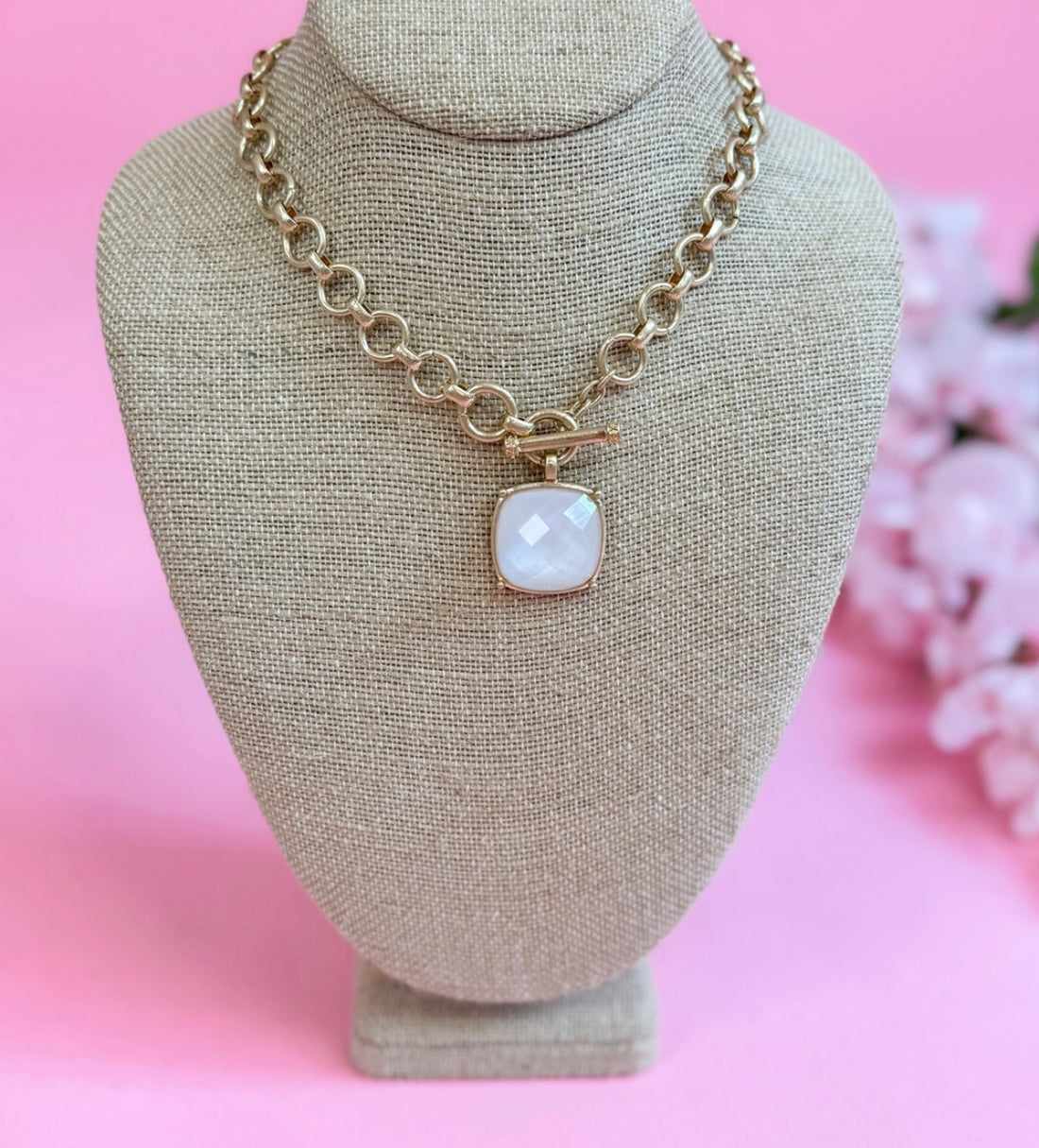 Zoe Square Stone Pendant Necklace