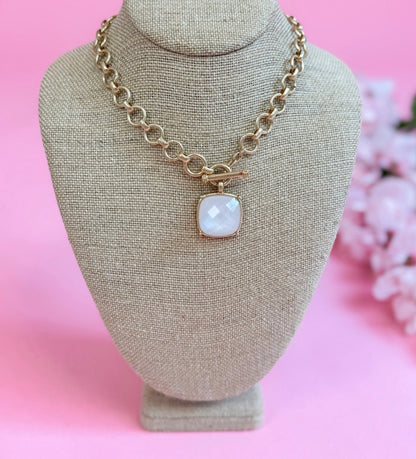 Zoe Square Stone Pendant Necklace