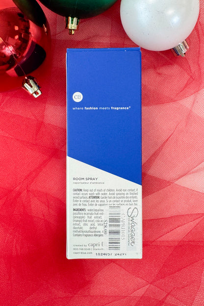 Blue room spray bottle with &