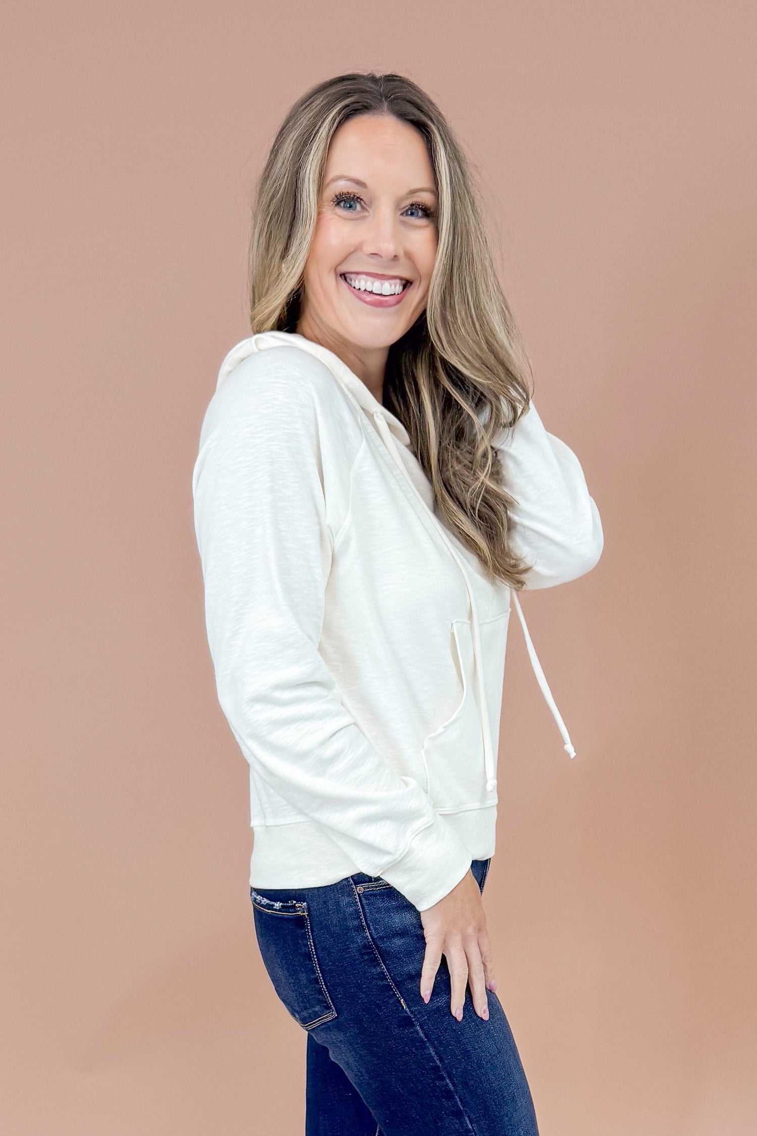 Power Move Ivory Hooded Sweatshirt