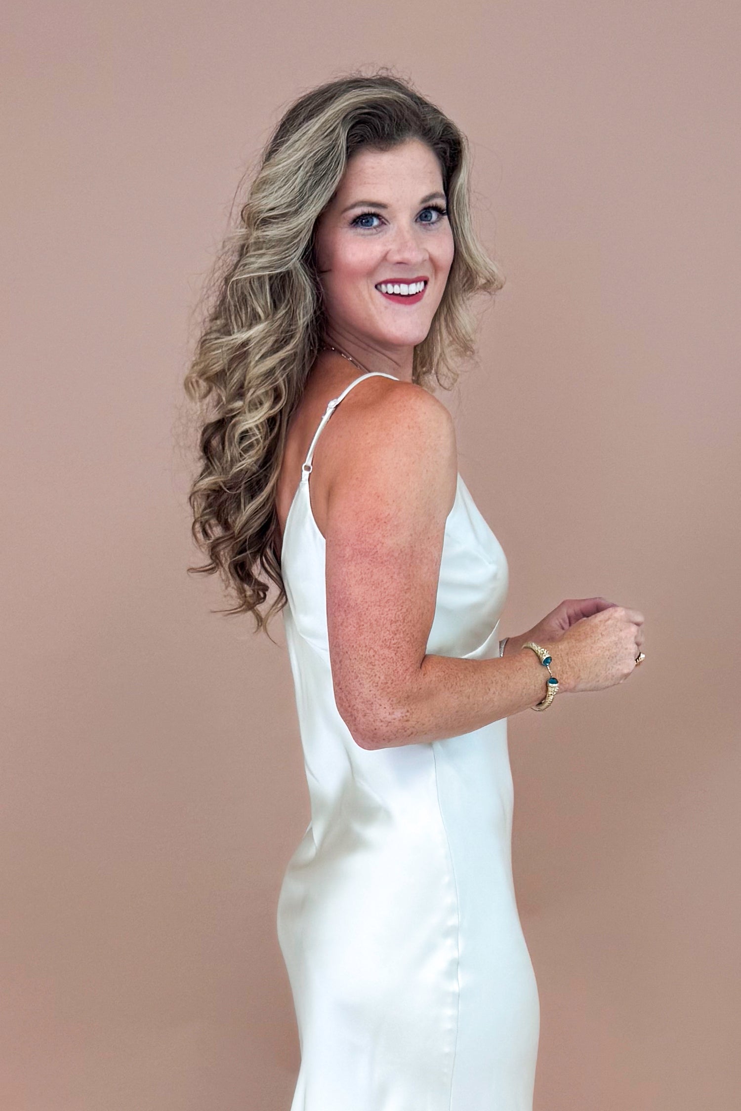 Weekend Wanderers Champagne Satin Slip Dress