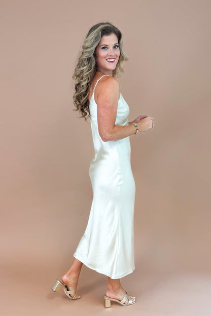 Weekend Wanderers Champagne Satin Slip Dress