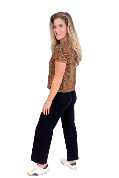 Spot On Camel Leopard Short Sleeve Top