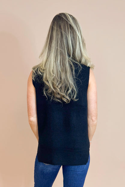 Effortlessly Chic Black Turtleneck Sweater Vest