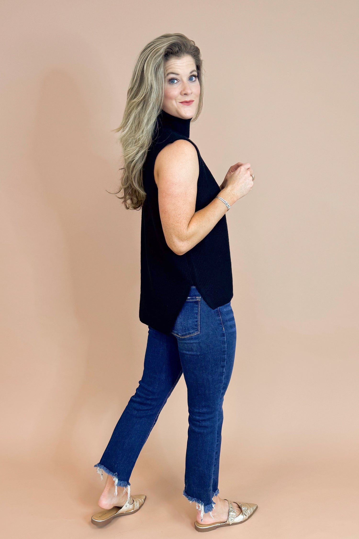 Effortlessly Chic Black Turtleneck Sweater Vest