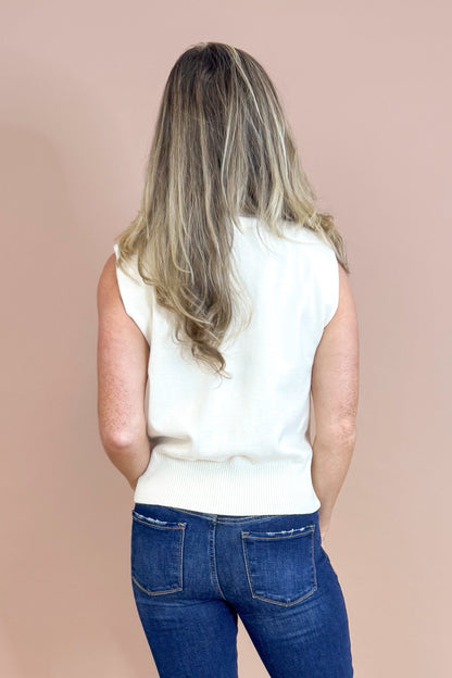 Falling For Grace Cream Mock Neck Sleeveless Top by Skies Are Blue