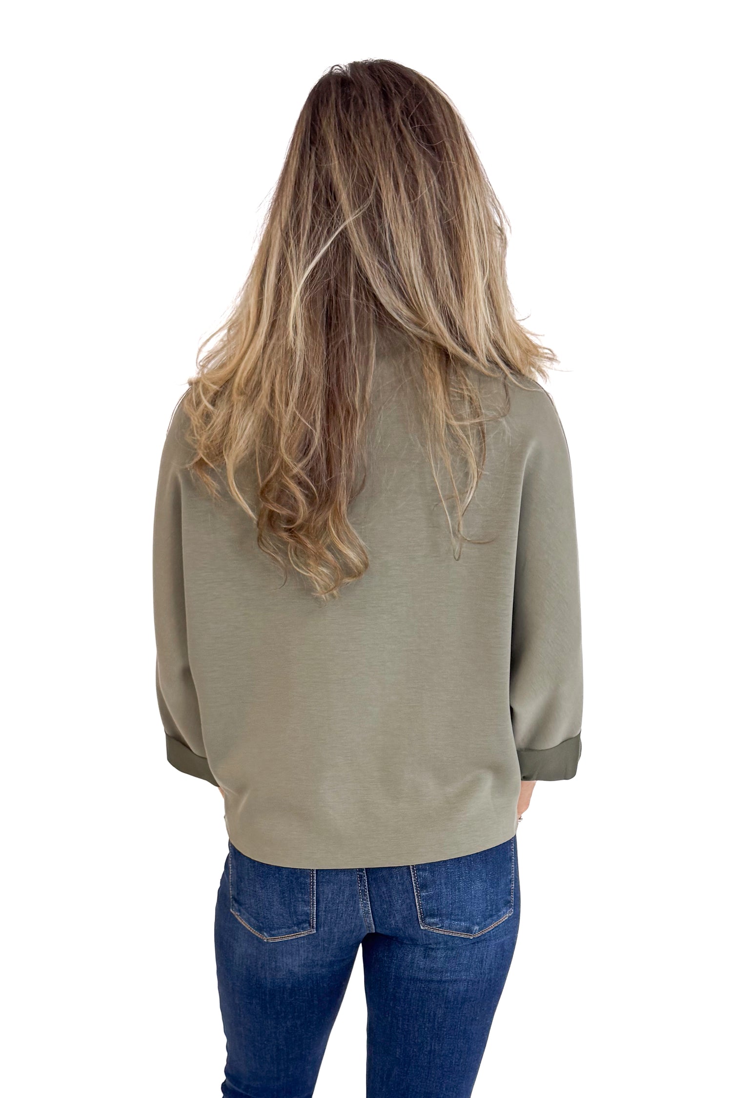 Matter Of Time Olive Mock Neck 3/4 Sleeve Top by Fate