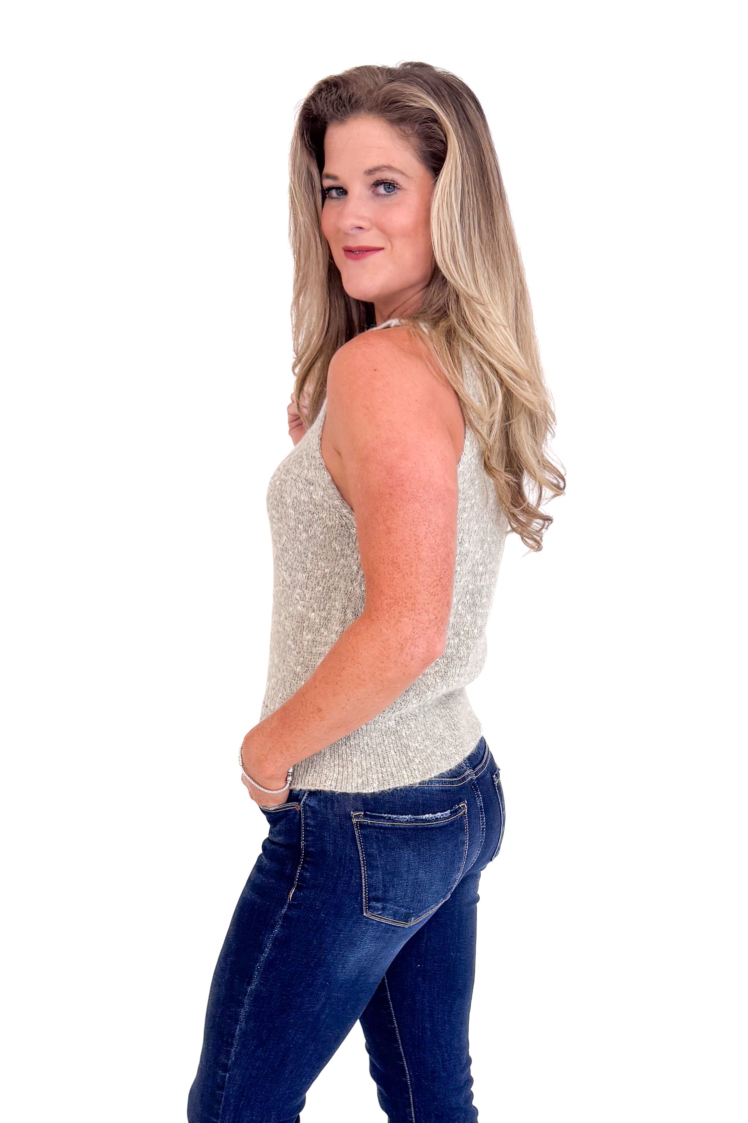 Phoenix Taupe Tank Vest With Buttons