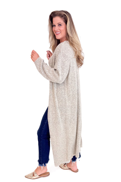 Phoenix Taupe Long Cardigan