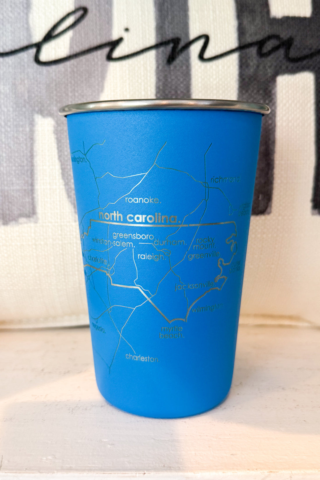 NC Map Stainless Cup - Waterfront Blue