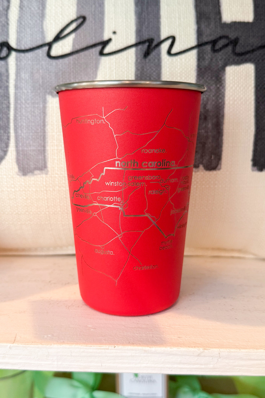 NC Map Stainless Cup - Lighthouse Red