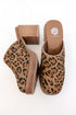 Idalina- Leopard Clog against white studio background.